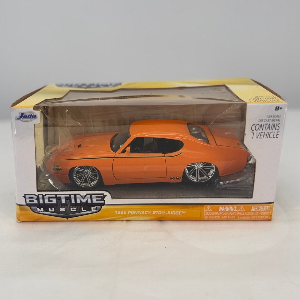 Jada Bigtime Muscle 1969 Pontiac GTO Judge Orange 1:24 Die Cast Car 90060 - Picture 4 of 14